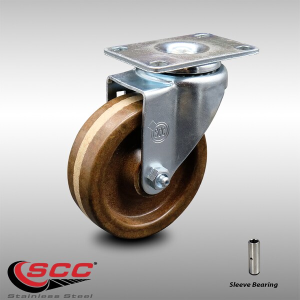 4 Inch SS High Temp Phenolic Wheel Swivel Top Plate Caster